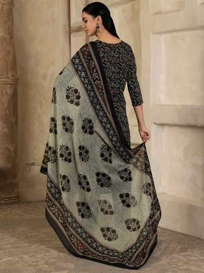 Dhiyona SN Women's Floral Printed Cotton Kurta with Trousers & Dupatta