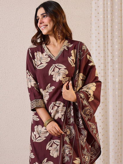 Women Floral Printed Kurta with Trousers & Dupatta
