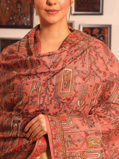 Dhiyona PA Floral Embroidered Pure Wool Shawl