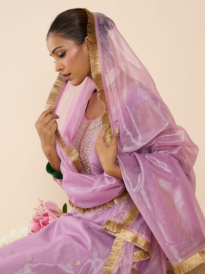 Women Ethnic Motifs Embroidered Regular Kurta with Trousers & With Dupatta