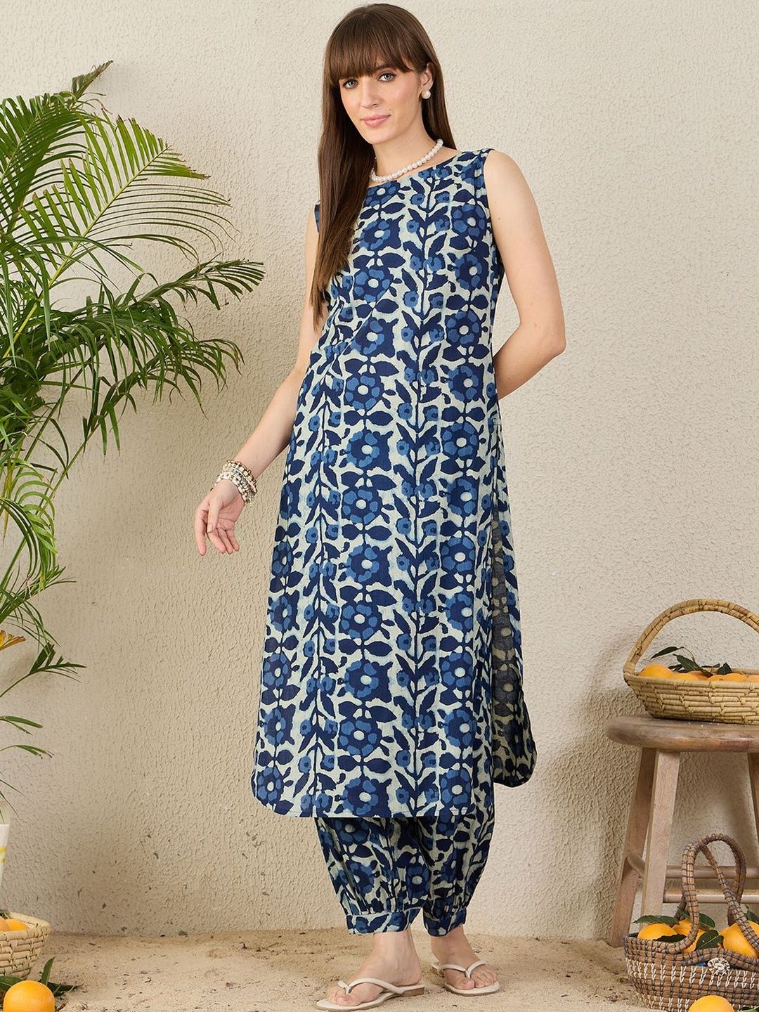 Dhiyona IE Women Printed Regular Pure Cotton Kurta with Salwar