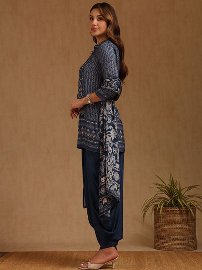 Dhiyona SO Women's Women Ethnic Motifs Printed Kurti with Dhoti Pants & Dupatta