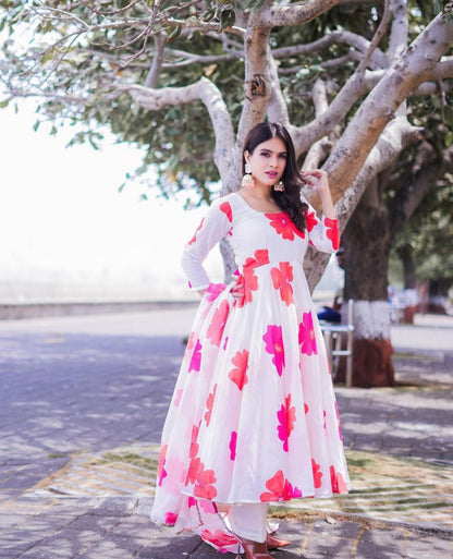 Carnation Off White Anarkali Set