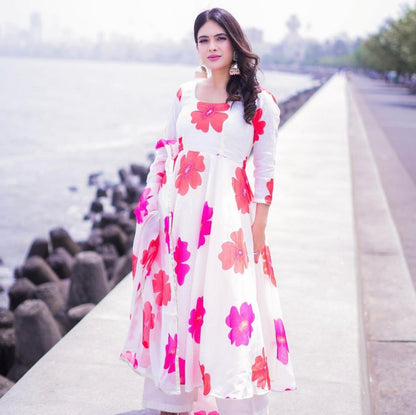 Carnation Off White Anarkali Set