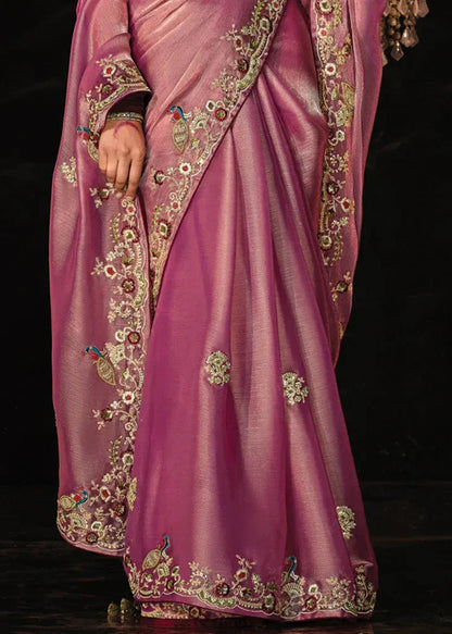 Dhiyona KM Women Exquisite Purple Designer Tissue Silk Saree: A Masterpiece Of Elegance And Craftsmanship
