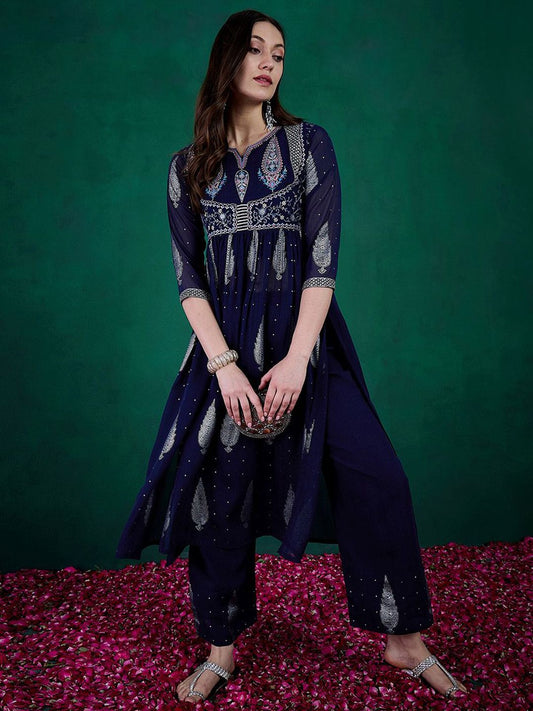 Dhiyona SN Women's Embroidered Kurta & Palazzo Set