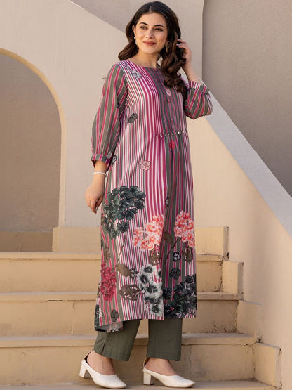 Women Floral Printed Regular Pure Cotton Kurta with Trousers