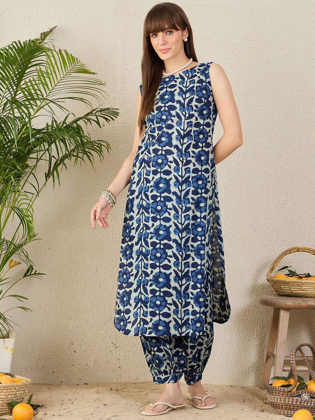 Dhiyona IE Printed Pure Cotton Tunic With Salwar