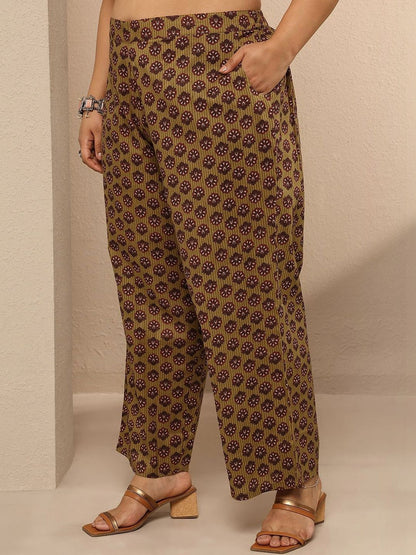 Dhiyona Women's Plus Size Ethnic Motifs Printed Kurta with Trousers & With Dupatta