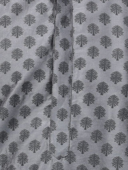 Men's Grey Cotton Blend Straight Kurta Pyjama Set