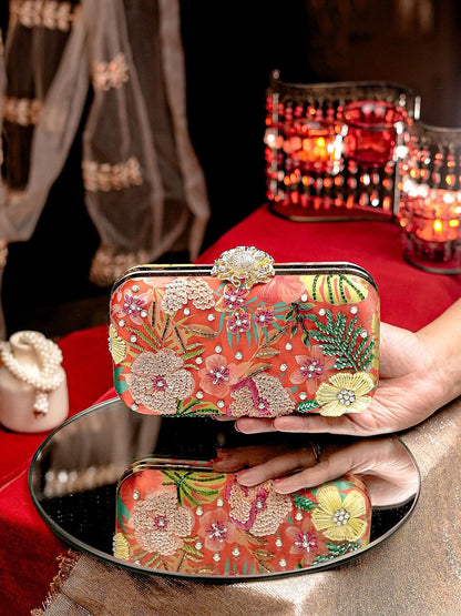 Dhiyona NR Floral Embroidered Clutch with Beaded Detail