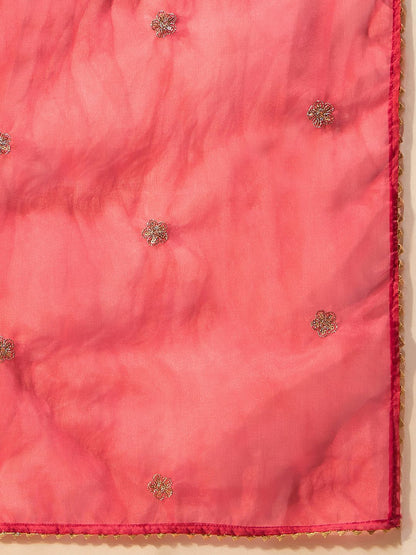 Dhiyona IE Leheriya Embroidered Thread Work Chanderi Silk Kurta With Trousers & Dupatta