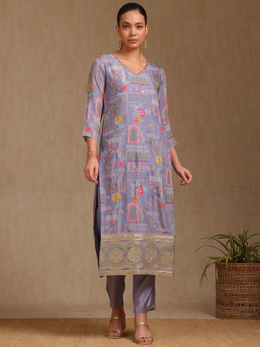 Dhiyona SO Women's Women Floral Printed Regular Kurta with Trousers