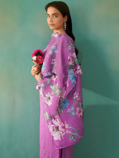 Women Floral Embroidered Regular Mirror Work Pure Cotton Kurta with Trousers & With Dupatta
