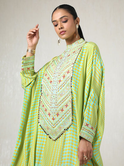 Dhiyona SO Women's Women Printed Regular Thread Work Kurta with Trousers