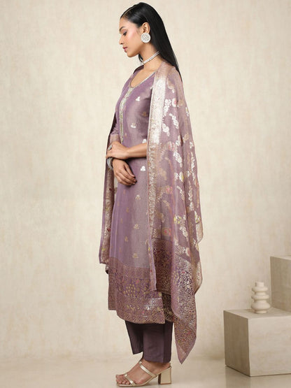 Dhiyona SO Women's Ethnic Motifs Woven Design Kurta With Trousers & Dupatta