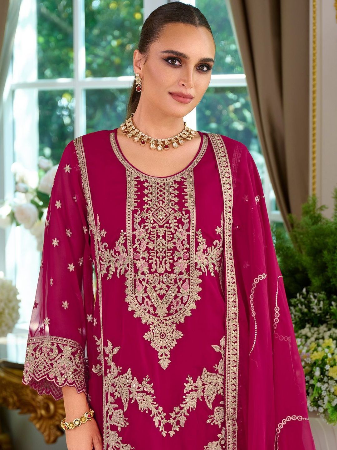 Women Ethnic Motifs Embroidered Kurta with Trousers & Dupatta