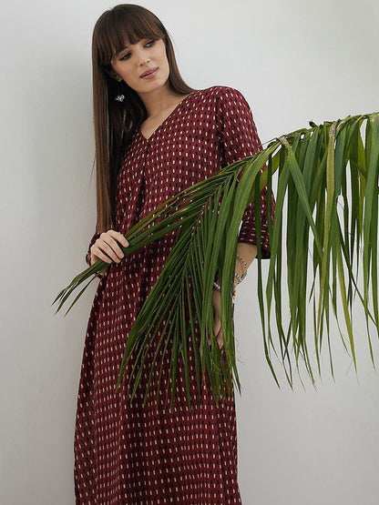 Abstract Printed Screen Technique Pure Cotton Kurta With Trousers