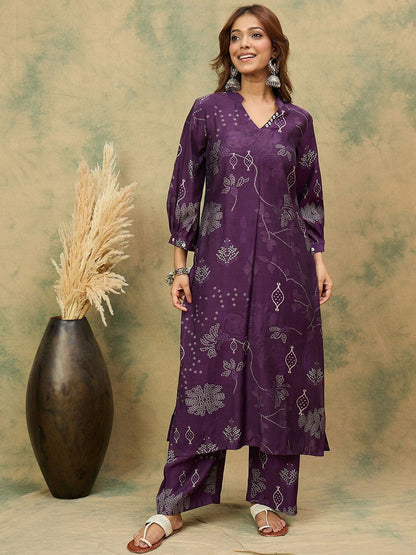 Dhiyona VA Women's Bandhani Printed Kurta with Trousers