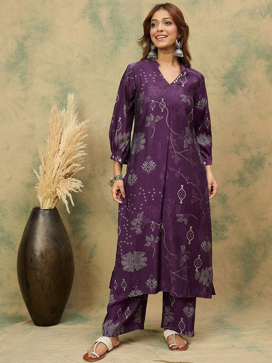 Dhiyona VA Women's Bandhani Printed Kurta with Trousers