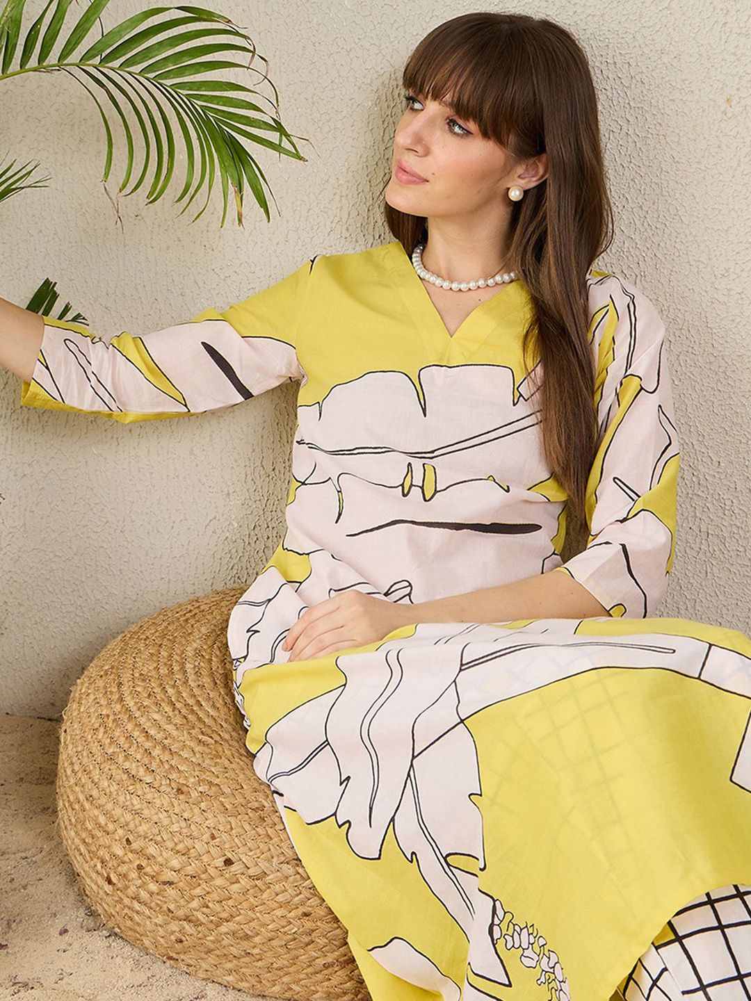 Dhiyona IE Printed Pure Cotton Tunic With Trousers