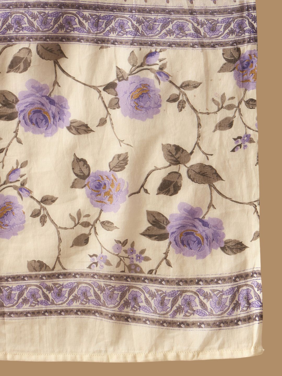 Dhiyona IE Floral Printed A-Line Sequinned Pure Cotton Kurta with Trousers & Dupatta