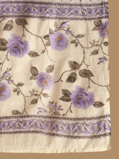 Dhiyona IE Floral Printed A-Line Sequinned Pure Cotton Kurta with Trousers & Dupatta