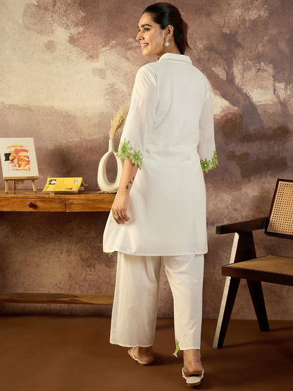 Dhiyona IE Embroidered A-Line Pure Cotton Tunic With Trousers