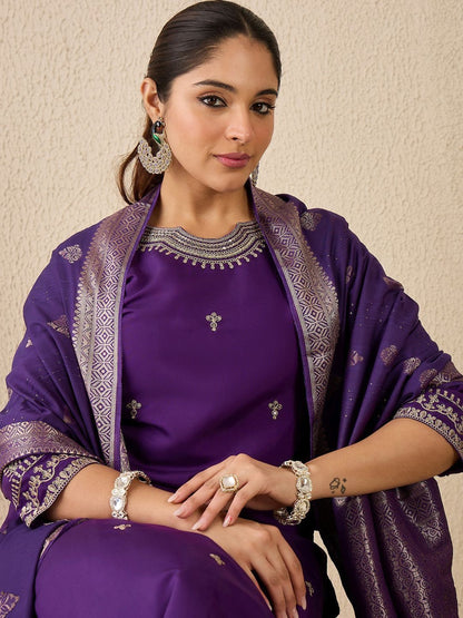 Women Ethnic Motifs Embroidered Regular Kurta with Patiala & Dupatta