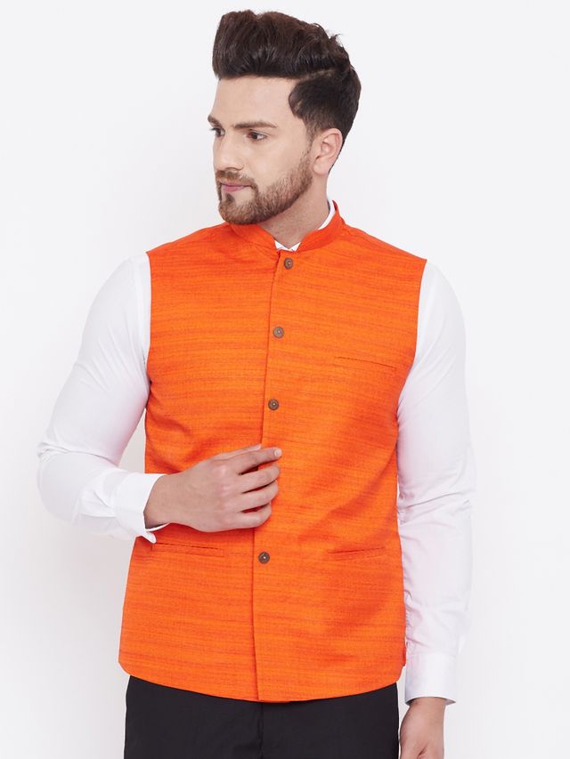 Men's Navy Blue Silk Blend Straight Jacket  Kurta and Pyjama Set