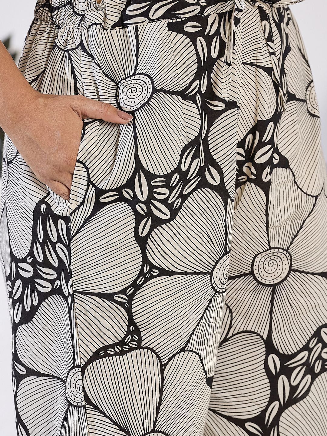 Dhiyona IE Floral Printed Sequinned Pure Cotton Straight Kurta with Trouser & Dupatta