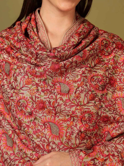 Dhiyona PA Floral And Paisley Embroidered Thread Work Woollen & Acrylic Shawl
