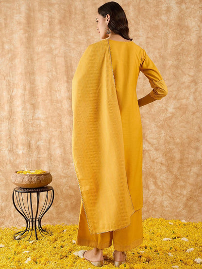 Yoke Design Straight Gotta Patti Kurta with Palazzo & Dupatta