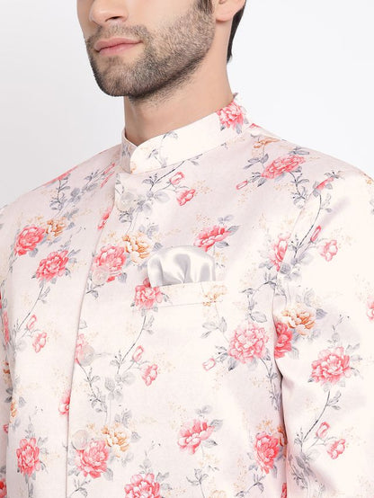 Men's Peach Silk Blend Straight Jodhpuri