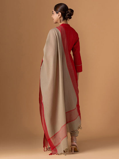 Dhiyona WP Floral Embroidered Thread Work Pure Cotton Kurta With Trousers & Dupatta