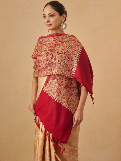 Dhiyona PA Floral Embroidered Nazrana Kaani Woolen Shawl