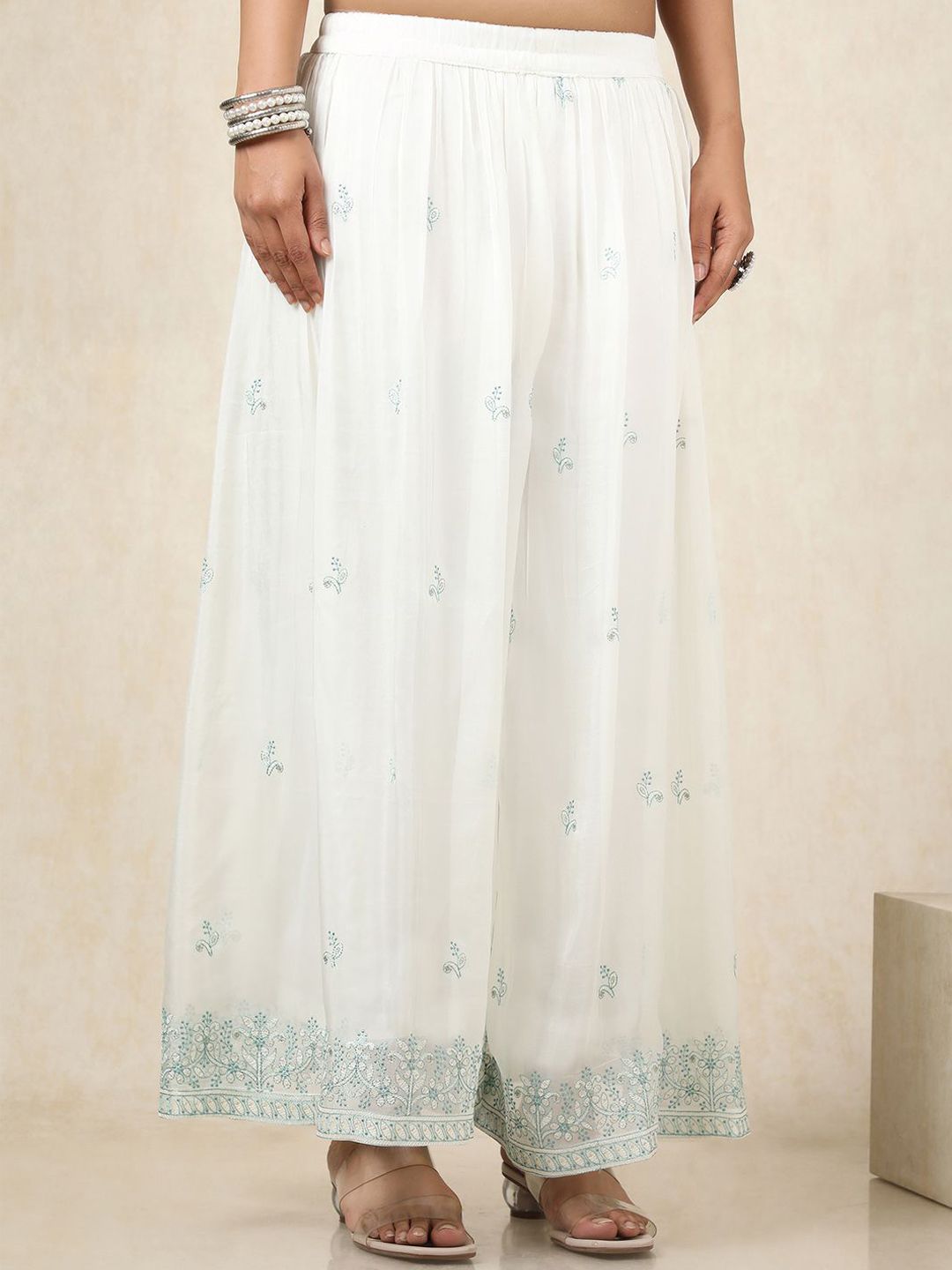 Dhiyona SO Women's Women Printed Regular Sequinned Kurta with Palazzos & With Dupatta