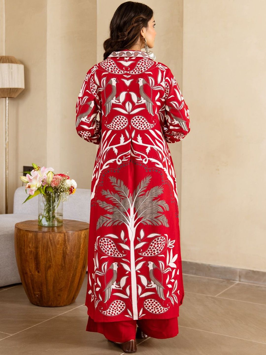 Floral Printed V-Neck Kurta with Palazzos