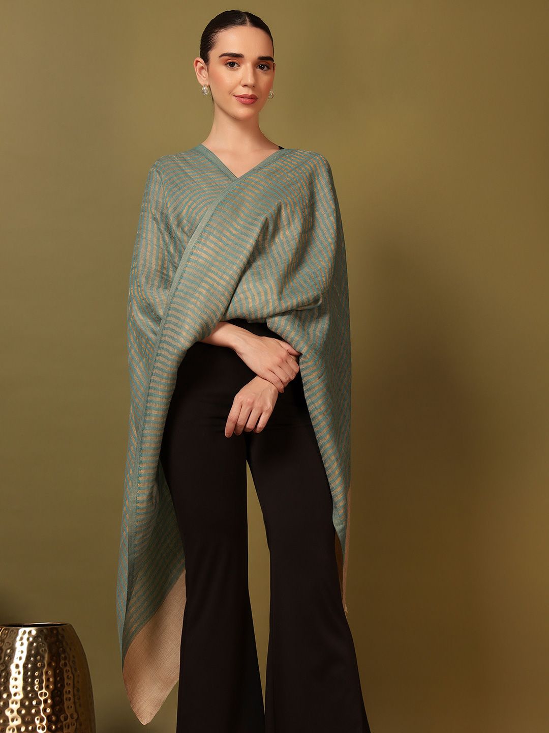 Dhiyona PA Striped Wool Reversible Shawl