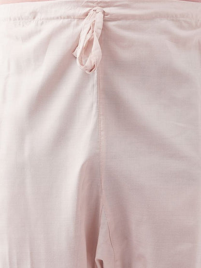 Men's Cream Cotton Blend Straight Kurta Pyjama Set