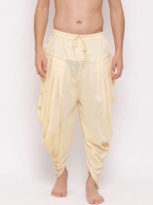 Men's Cream Silk Blend Straight Dhoti