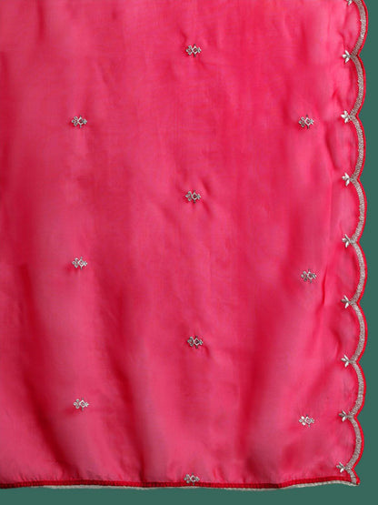Dhiyona IE Floral Embroidered Liva Straight Kurta With Trousers & Dupatta