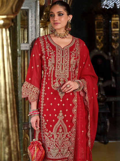 Women Ethnic Motifs Embroidered Kurta with Trousers & Dupatta