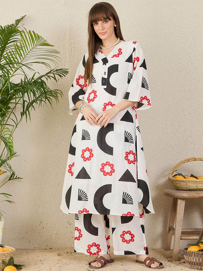 Dhiyona IE Printed Pure Cotton Tunic With Palazzo