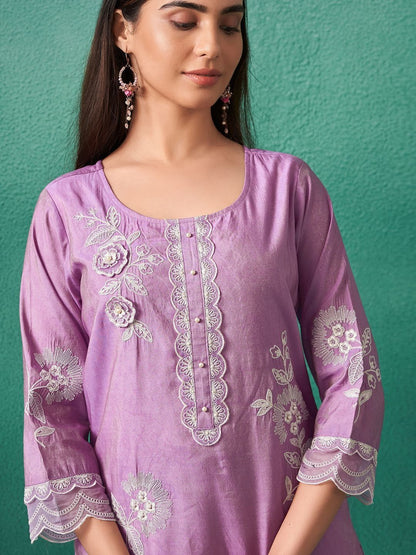 Women Ethnic Motifs Embroidered Regular Thread Work Kurta with Trousers & With Dupatta