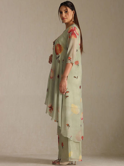 Dhiyona SO Women's Women Floral Printed A-Line Kurta with Palazzos