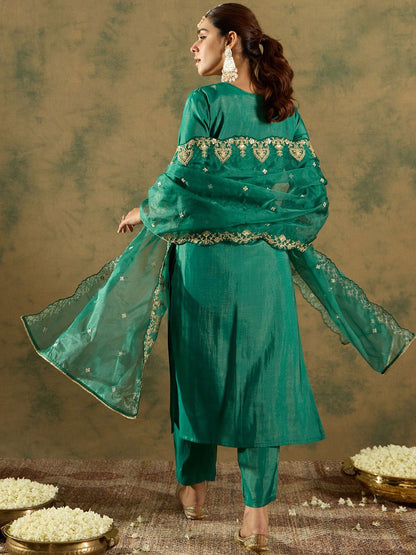 Dhiyona IE Ethnic Motifs Embroidered Kurta With Trousers & Dupatta