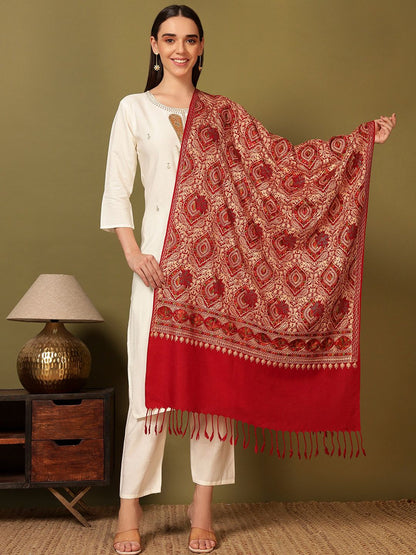 Dhiyona PA Paisley Embroidered Woolen Shawl