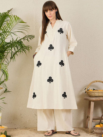 Dhiyona IE Embroidered Pure Cotton Tunic With Palazzo