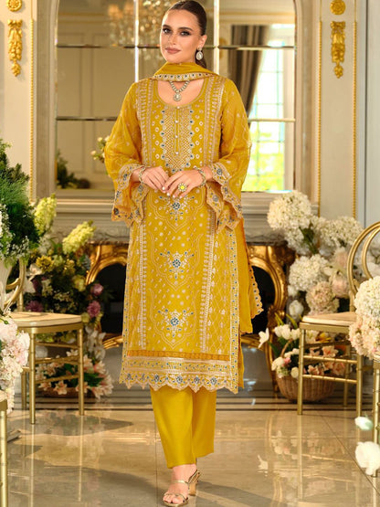 Adults-Women Woven Design Embroidered Kurta with Trousers & Dupatta